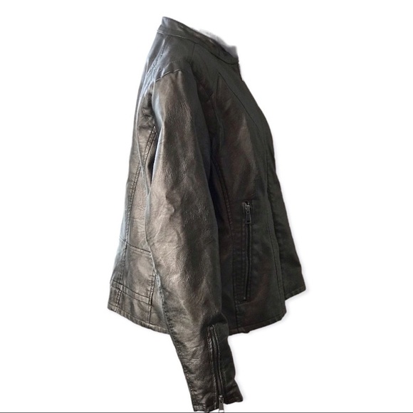 Baccini Bronze Leather Full Zip Moto Jacket - Picture 3 of 9